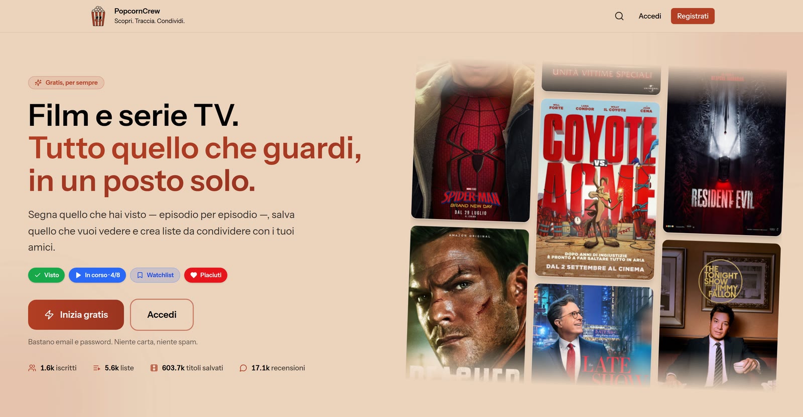 Schermata di PopcornCrew